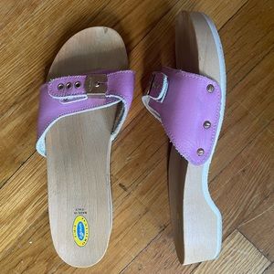 Vintage Dr. scholl’s pink leather sandal clog 8.5